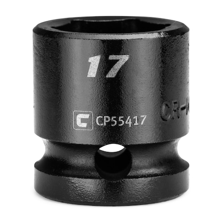 Capri Tools 1/2 in Drive 17 mm 6-Point Metric Stubby Impact Socket CP55417